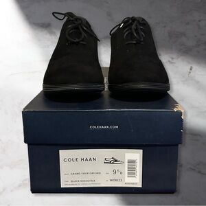 NIB Cole Haan Grand Tour Suede Wintip Oxford In Black Suede Women’s Size 9.5